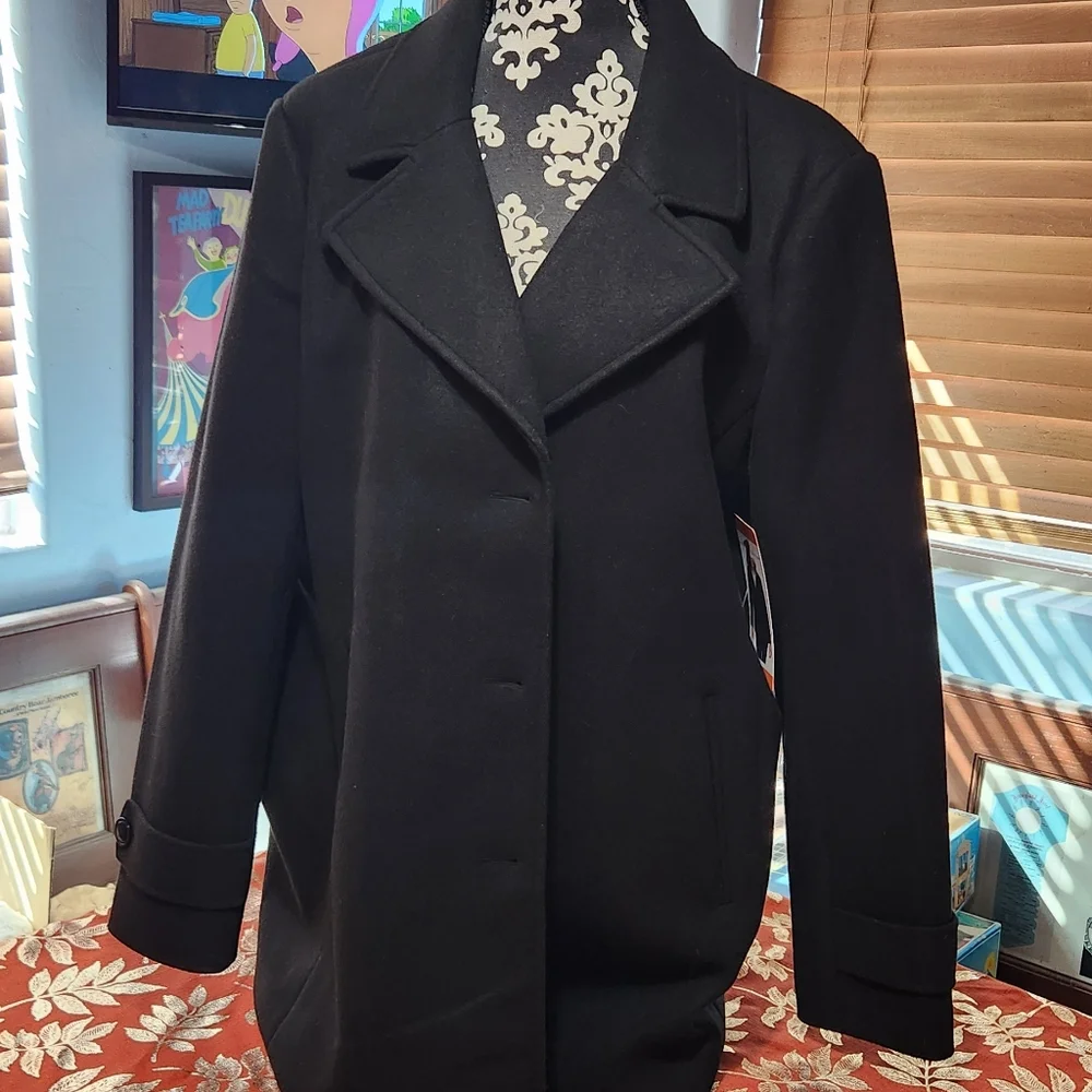 Marc New York Black Women's Polyester Coat Sz XXL
